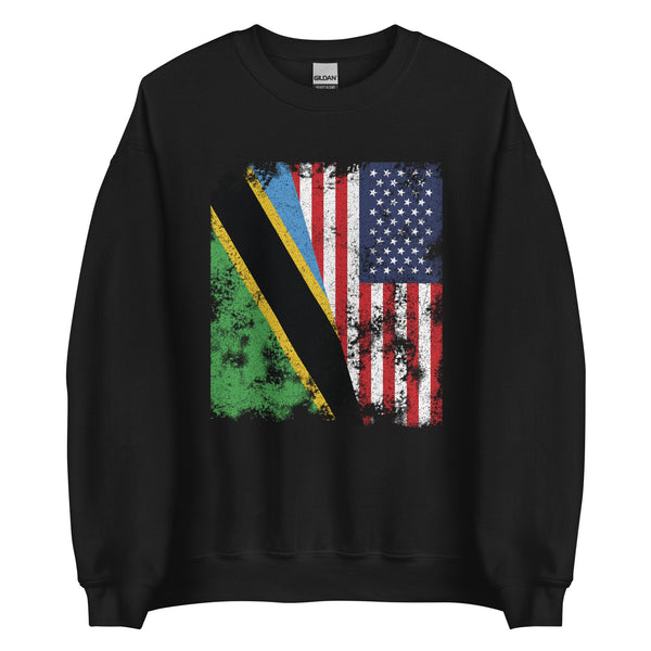 Tanzania USA Flag - Half American Sweatshirt