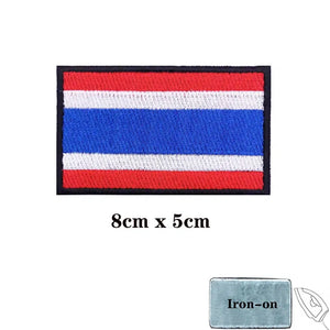 Thailand Flag Patch - Iron On/Hook & Loop Patch