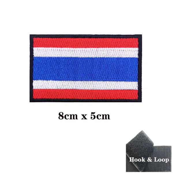 Thailand Flag Patch - Iron On/Hook & Loop Patch