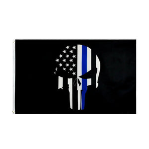 Thin Blue Line Skull Flag - 90x150cm(3x5ft) - 60x90cm(2x3ft)