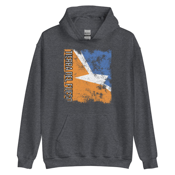 Tierra Del Fuego Flag - Distressed Flag Hoodie