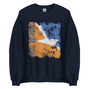 Tierra Del Fuego Flag - Distressed Flag Sweatshirt