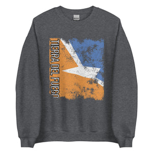 Tierra Del Fuego Flag - Distressed Flag Sweatshirt