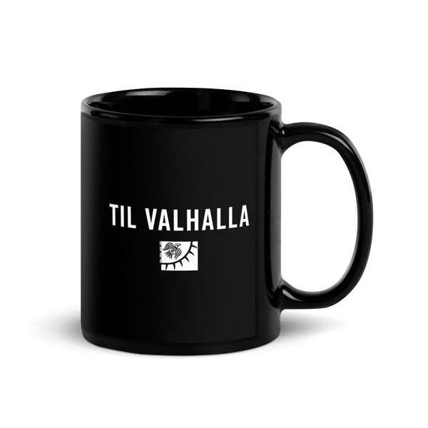 Til Valhalla Raven Banner Flag Mug