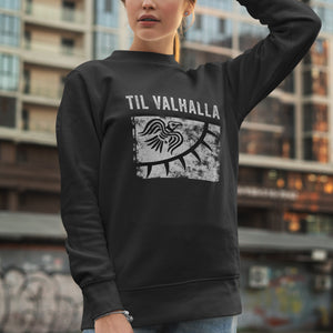 Til Valhalla Raven Banner Flag Sweatshirt
