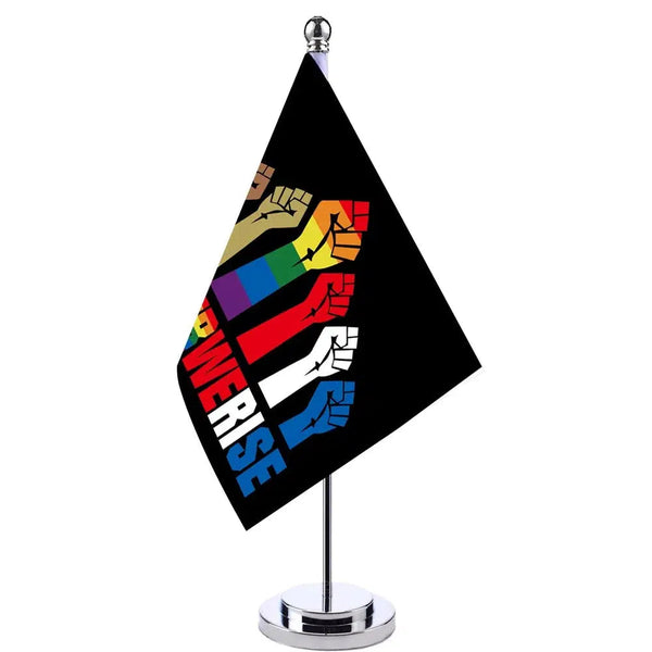 Together We Rise Pride Desk Flag - Small LGBTQIA2S+ Table Flag