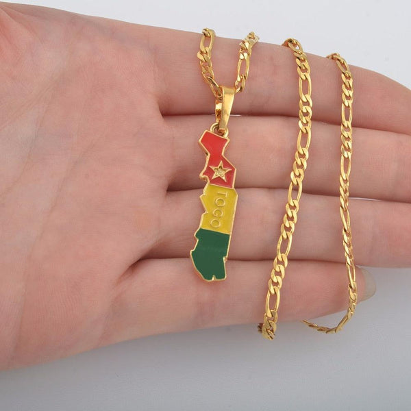 Togo Flag Map Necklace