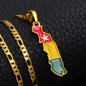 Togo Flag Map Necklace