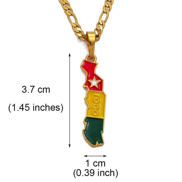 Togo Flag Map Necklace