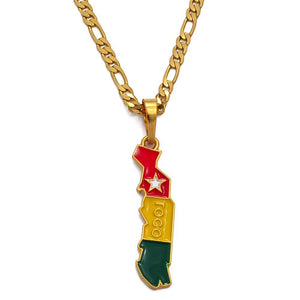 Togo Flag Map Necklace