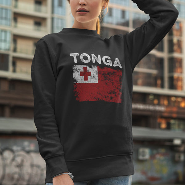 Tonga Flag Distressed - Tongan Flag Sweatshirt