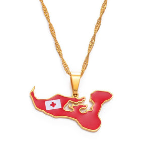 Tonga Flag Map Necklace