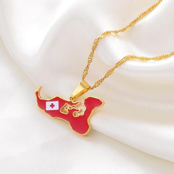 Tonga Flag Map Necklace