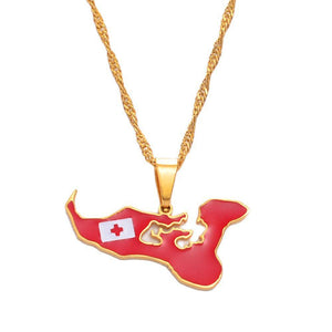 Tonga Flag Map Necklace