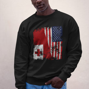 Tonga USA Flag - Half American Sweatshirt