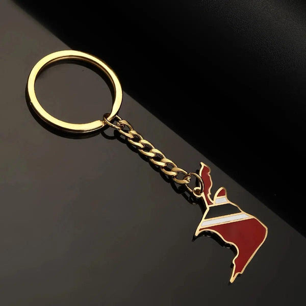 Trinidad and Tobago Flag Map Keychain