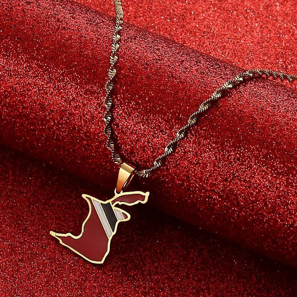 Trinidad and Tobago Flag Map Necklace