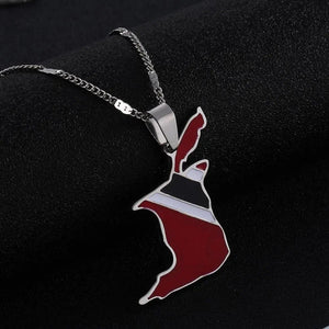 Trinidad and Tobago Flag Map Necklace