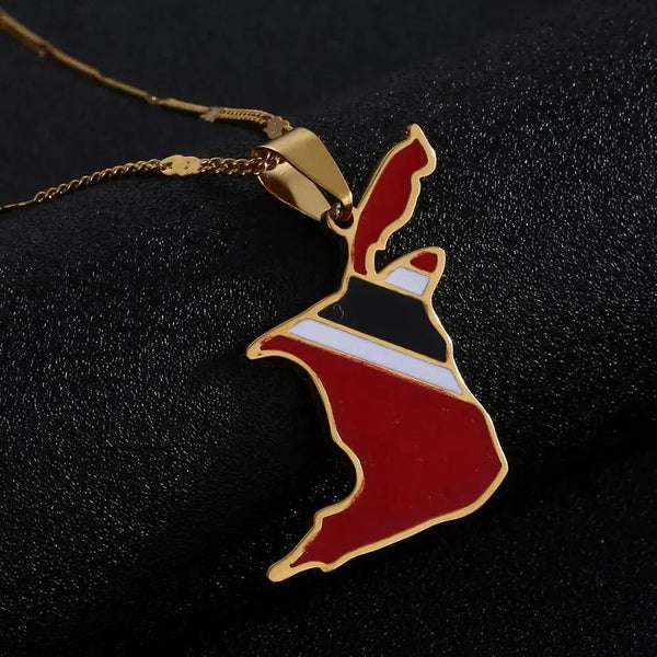 Trinidad and Tobago Flag Map Necklace