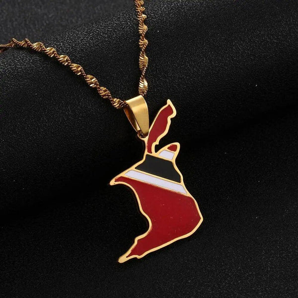 Trinidad and Tobago Flag Map Necklace