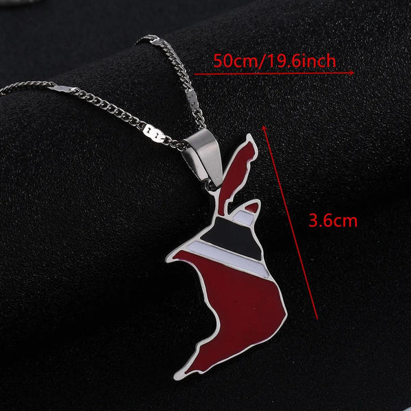 Trinidad and Tobago Flag Map Necklace