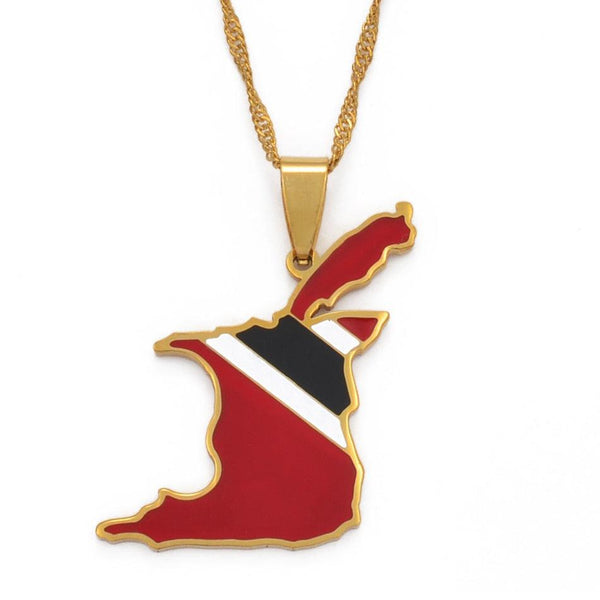 Trinidad and Tobago Flag Map Necklace