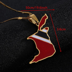 Trinidad and Tobago Flag Map Necklace