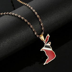 Trinidad and Tobago Flag Map Necklace