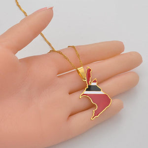 Trinidad and Tobago Flag Map Necklace