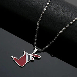 Trinidad and Tobago Flag Map Necklace