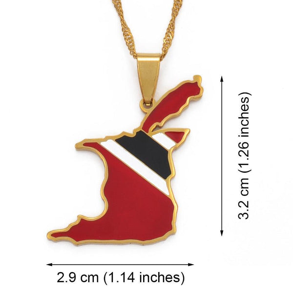 Trinidad and Tobago Flag Map Necklace