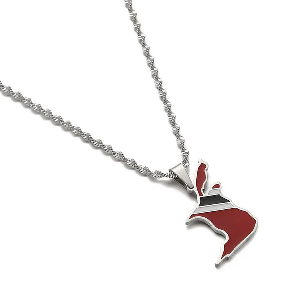 Trinidad and Tobago Flag Map Necklace