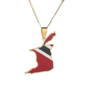 Trinidad and Tobago Flag Map Necklace