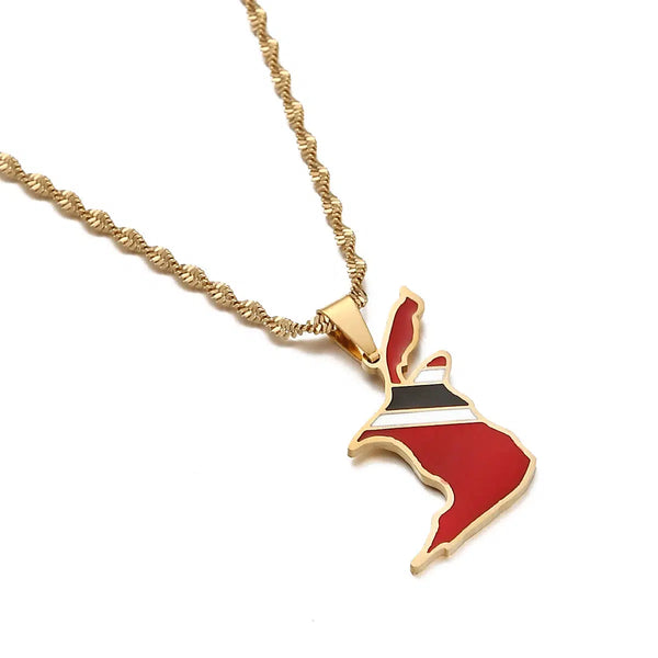 Trinidad and Tobago Flag Map Necklace