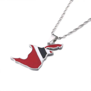 Trinidad and Tobago Flag Map Necklace