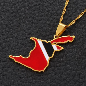 Trinidad and Tobago Flag Map Necklace