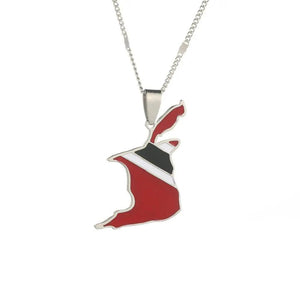 Trinidad and Tobago Flag Map Necklace