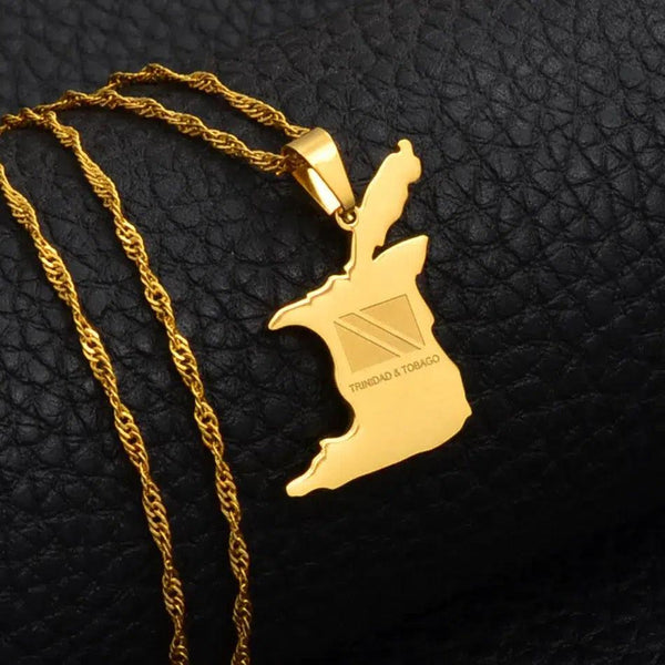 Trinidad and Tobago Flag Map Necklace