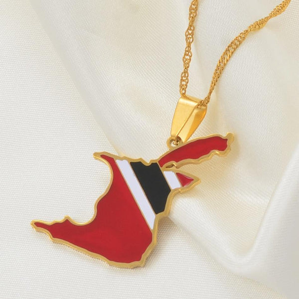 Trinidad and Tobago Flag Map Necklace