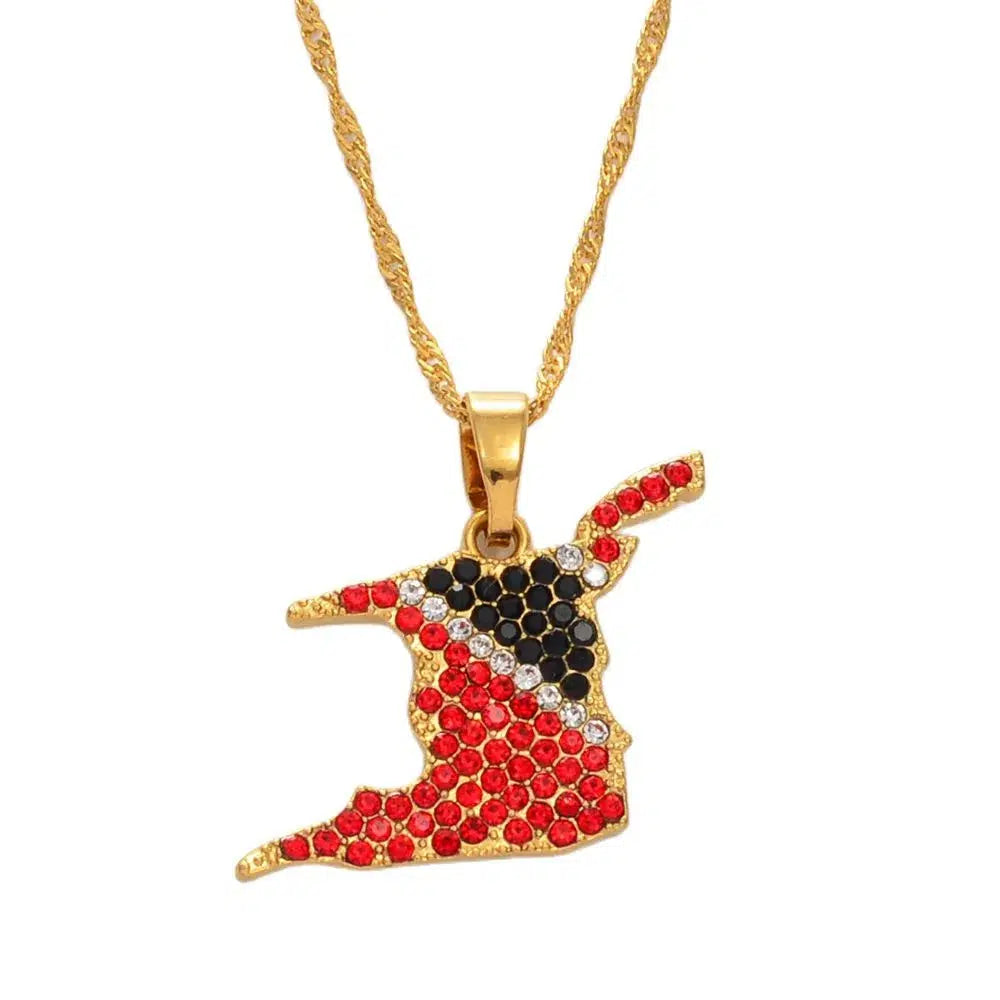 Trinidad and Tobago Flag Map Necklace