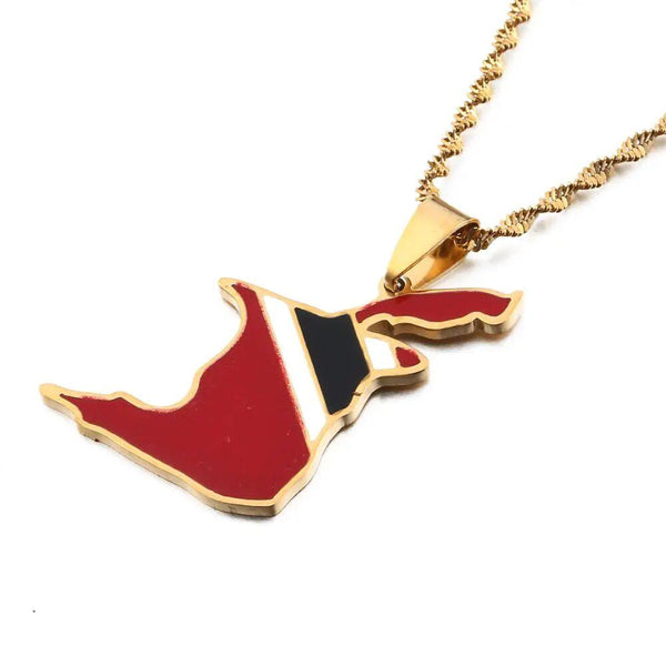 Trinidad and Tobago Flag Map Necklace