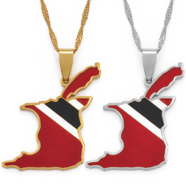 Trinidad and Tobago Flag Map Necklace