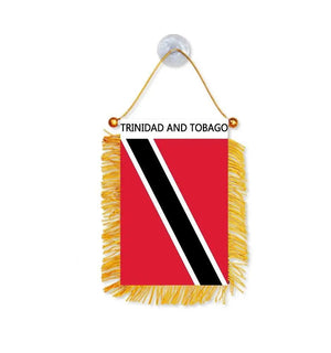 Trinidad and Tobago Hanging Flag for Car - Small Rearview Mirror Flag