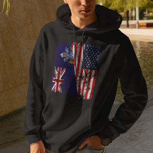 Tristan Da Cunha USA Flag Half American Hoodie