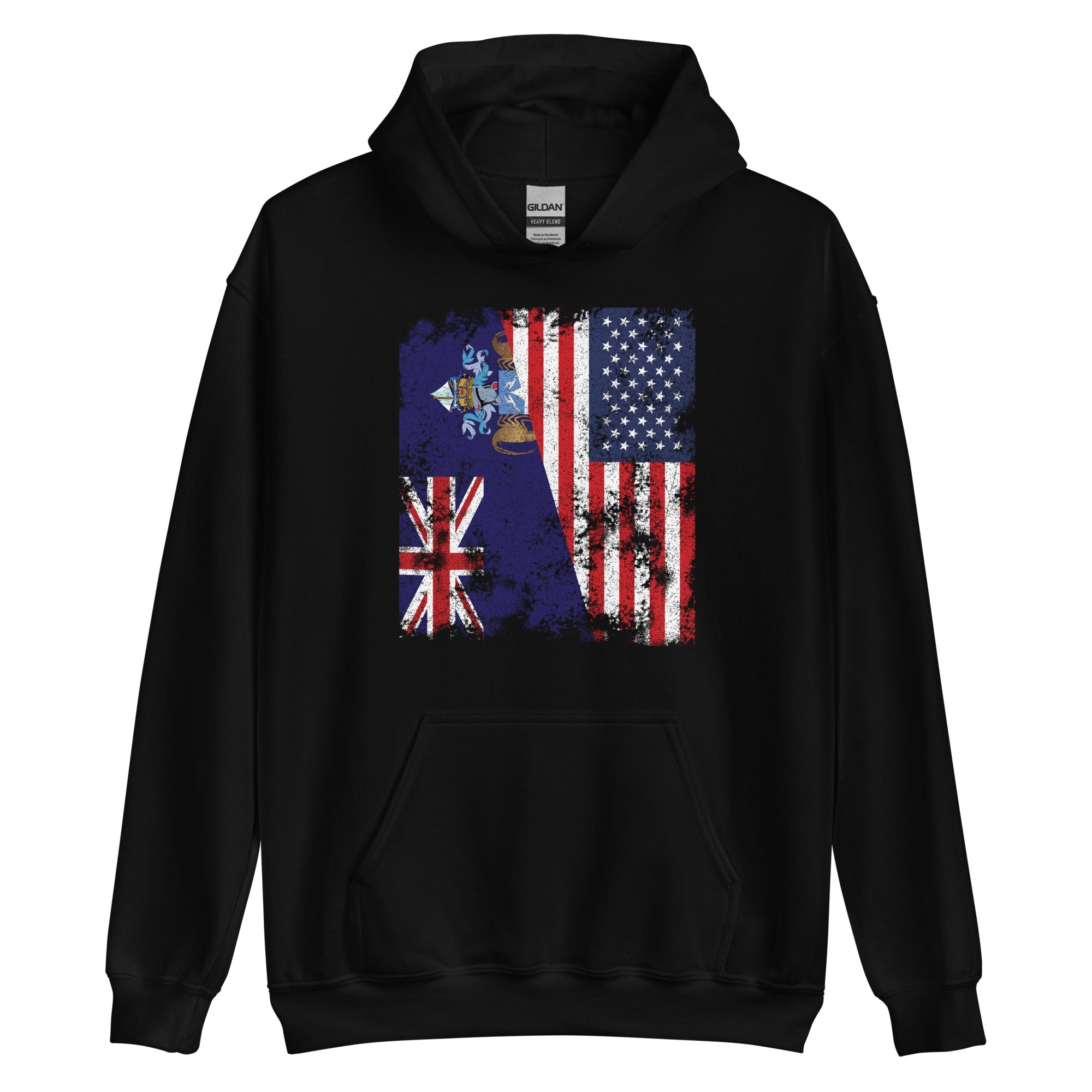 Tristan Da Cunha USA Flag Half American Hoodie