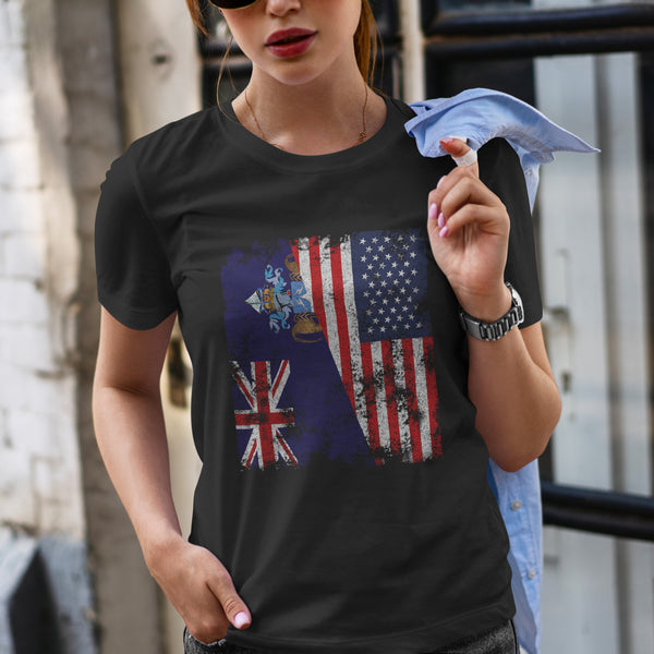 Tristan Da Cunha USA Flag Half American T-Shirt