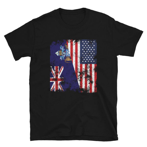Tristan Da Cunha USA Flag Half American T-Shirt