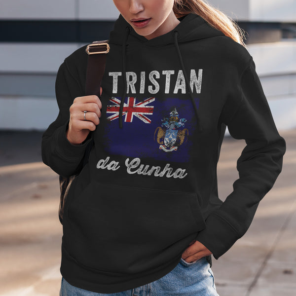 Tristan da Cunha Flag Distressed Hoodie