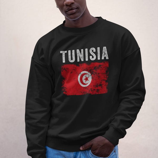 Tunisia Flag Distressed - Tunisian Flag Sweatshirt