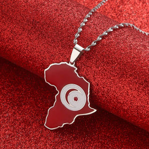 Tunisia Flag Map Necklace